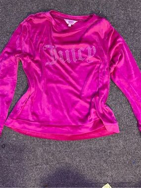 Juicy Couture Hot Pink Velour Rhinestone Logo Top